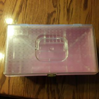 Vintage Pink Welbilt Plastic Sewing Box With Clear Notions Holder Euc