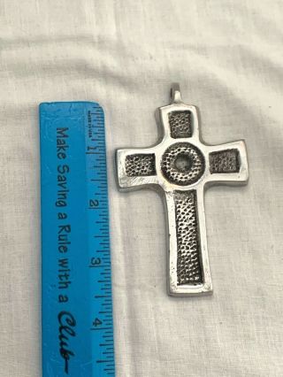 Large Vintage Aluminum Cross Crucifix Pendant For Necklace