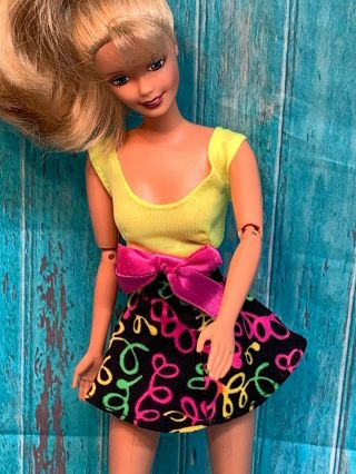 Barbie Doll Purple Label Clothing Black Dress Yellow Neon Short W Squiggles