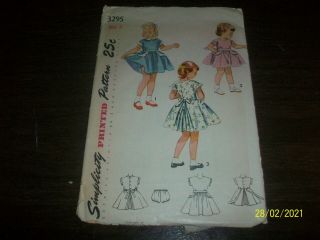 Vintage Simplicity Sewing Pattern 3295 Girl 