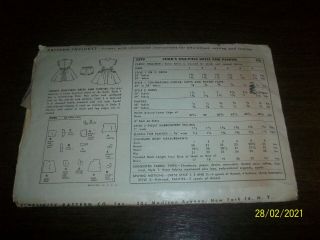 Vintage Simplicity Sewing Pattern 3295 Girl ' s Size 2 One Piece Dress & Panties 2