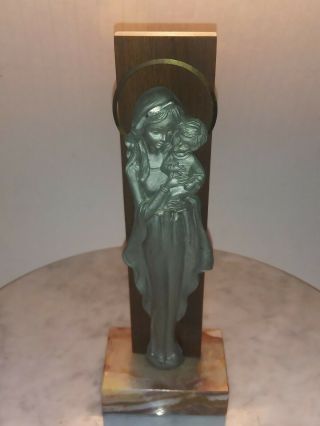 Desk Size Statue Of Virgin Mary Holding Baby Jesus