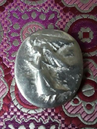 Vintage Religious Guardian Angel Silver Tone Pocket Token