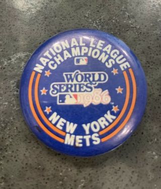 National League Championship York Mets 1986 World Series Champs Button Pin