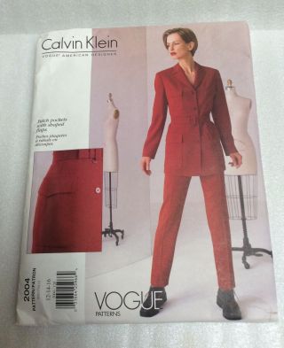 Vogue Sewing Pattern American Designer Calvin Klein 2004 Jacket Pants Sz 12 - 16ff