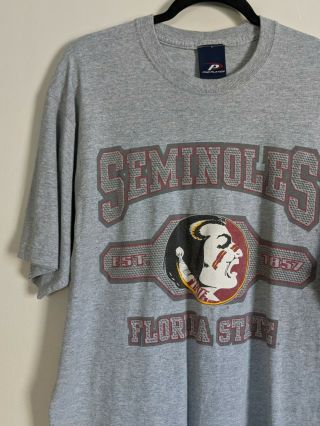 Vintage FSU Florida State Seminoles Old Logo Gray T - Shirt Mens Large 2