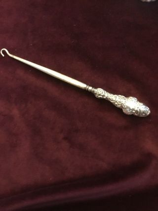 Large Antique Hallmarked Silver Button Hook Chester 1908