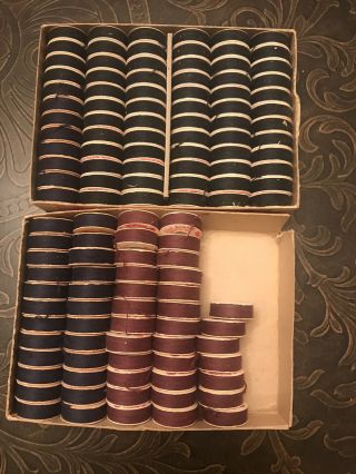 AMERICAN THREAD STAR Over 100 Plus BOBBINS Colors Black Navy And Burgundy 2