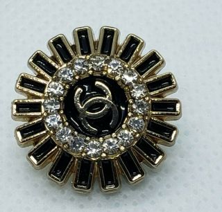 1 Black And Gold With Rhinestones Button 20 Mm Very Pretty