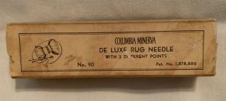 Vintage Columbia Minerva De Luxe Rug Needle With One Point No 90 Scarbrough 