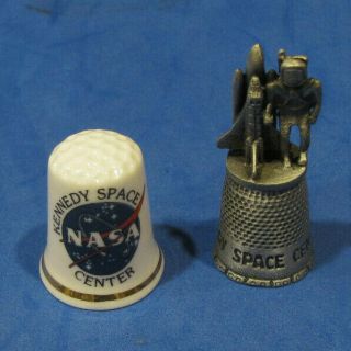 Nasa Kennedy Space Center Pewter And Nasa Kennedy Fine Bone China Thimble