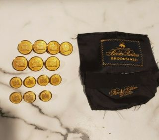 Brooks Brothers Gold Colored Replacement Buttons Castle Gate 2 Labels Set Of 14