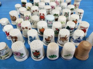 50 Thimbles Ceramic Hand Crafted Painted Floral