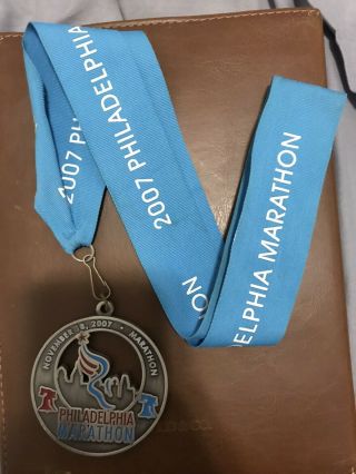 2007 Philadelphia Philly Marathon Finisher Medal With Ribbon Silver Running Race