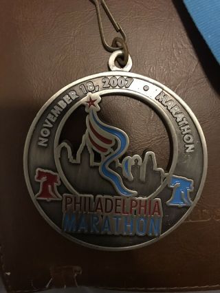 2007 Philadelphia Philly Marathon Finisher Medal with Ribbon Silver Running Race 2