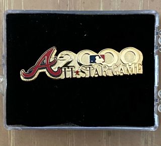 Vintage 2000 Mlb Baseball All Star Game Press Pin With Case - Atlanta Braves