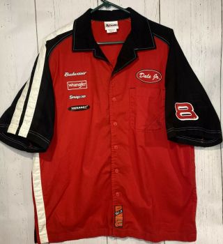 Dale Earnhardt Jr Nascar Pit Crew Work Large Shirt 8 Budweiser Menards Racing