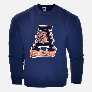 Auburn Tigers War Eagle Patch Athletic Logo Russell Vtg Crewneck Sweatshirt - L