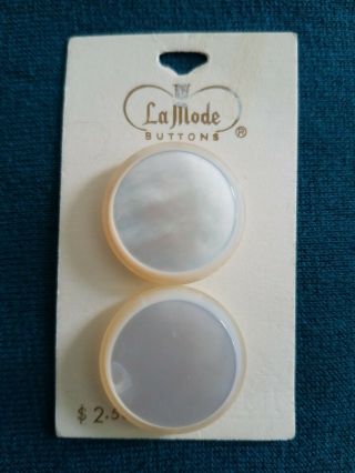 (2) La Mode Large,  Thick,  Layered Mop Buttons 1 1/8 " Japan,  Mother Of Pearl