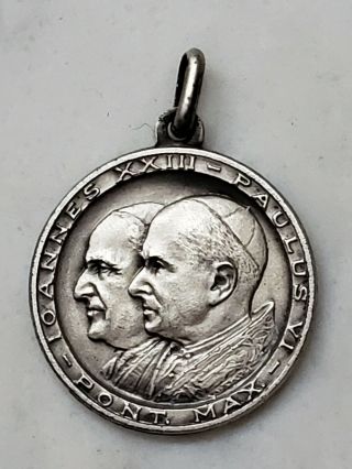 Vintage 1963 Pope John Xxiii Succession To Paul Vi Silver Medal Coin