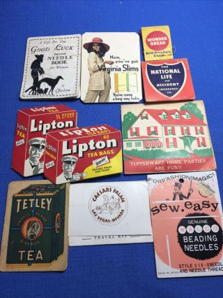 Vintage Advertising Sewing Needle Packs Kits Caesars Palace Lipton Tupperware