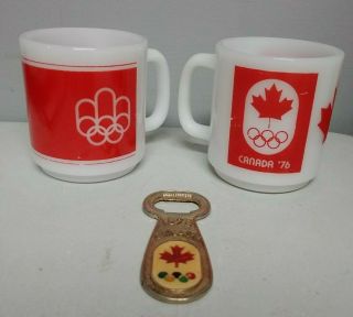 Vintage 1976 Montreal Olympic Games 2 Federal Mugs And Bottle Opener