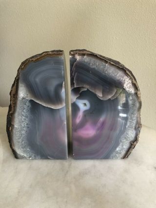 Awesome Very Large Natural Agate Quartz Geode Bookends