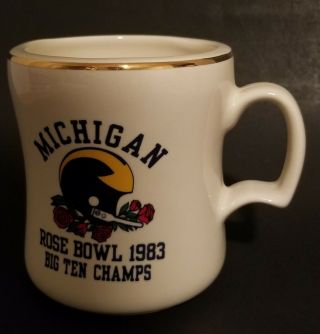 Vtg University Of Michigan Wolverines Football Rare Rose Bowl Mug 1983 Big Ten