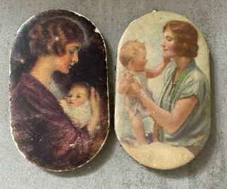 Vintage Advertising Pin Holders Sewing Victorian Mothers Photos Set Of 2 (12)