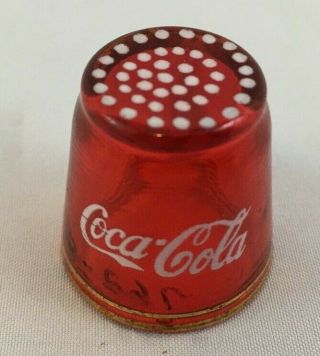Vintage COKE COCA COLA Red Bubble Glass Thimble 2