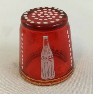 Vintage COKE COCA COLA Red Bubble Glass Thimble 3