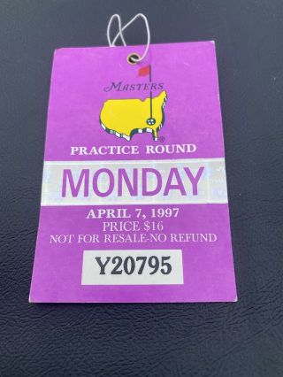 Masters Practice Round Ticket,  April 7th 1997 In