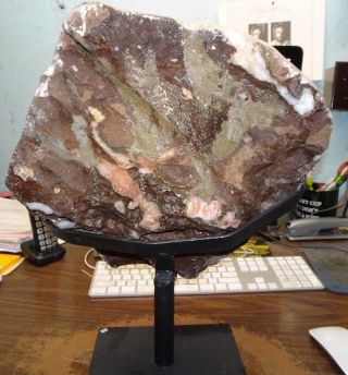HUGE CITRINE CRYSTAL CLUSTER CATHEDRAL GEODE BRAZIL W/ STEEL STAND; FORMATIONS 3