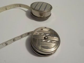 2 Vintage Art Deco Sewing Retractable Cloth Measuring Tapes Germany Japan