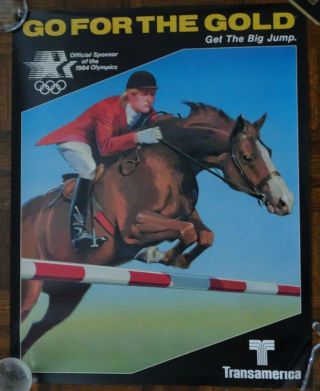 Los Angeles 1984 Olympics Equestrian Poster – Go For The Gold “get The Big Jump "