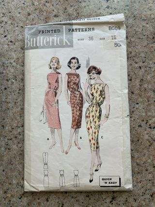 1950s Vintage Butterick Dress Sewing Pattern 36” Bust