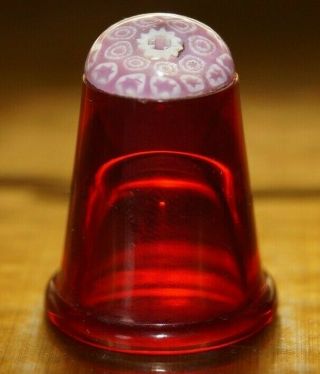 Murano Millefiori Caithness Red Glass Thimble