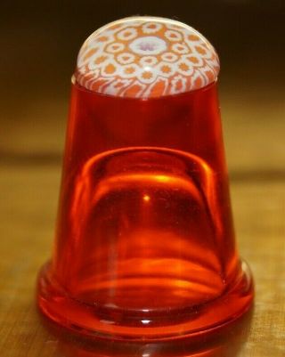 Murano Millefiori Caithness Orange Glass Thimble