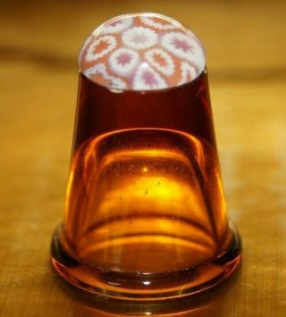Murano Millefiori Caithness Amber Glass Thimble