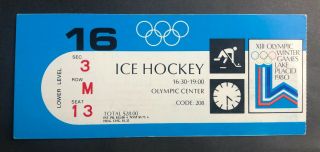 1980 Lake Placid Winter Olympics Ticket Stub 2/16/80 Hockey Team Usa Vs Norway