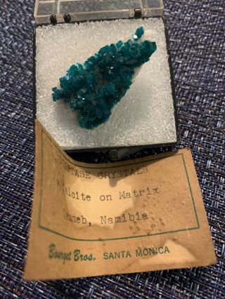 Fancy Emerald Green Dioptase Crystals With Calcite On Matrix Namibia
