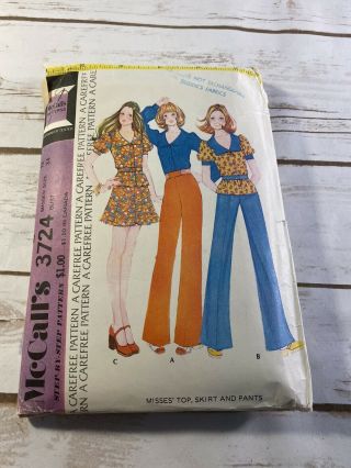Vintage Mccalls Sewing Pattern 3724 Size 12 Pants Skirt Top Blouse Shirt