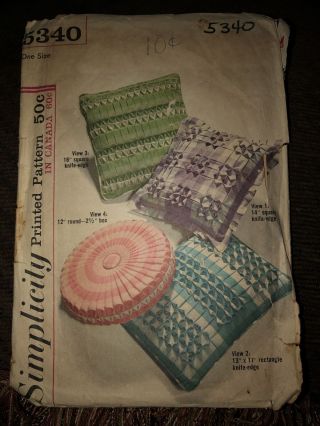 Vintage Simplicity Sewing Pattern Smocking Pillow Covers 1950’s