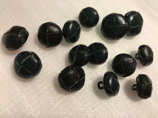 Vintage Black Woven Leather Buttons