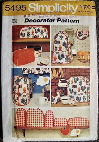 Vintage Uncut Simplicity Kitchen Appliance Covers & Potholders Pattern 5495