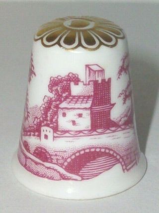A Rare Spode Bone Chin Country Scenes Thimble - - Traditional - - Red