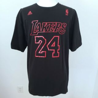 Adidas Kobe Bryant 24 Los Angeles La Lakers Nba Mamba Black Red T - Shirt Men 