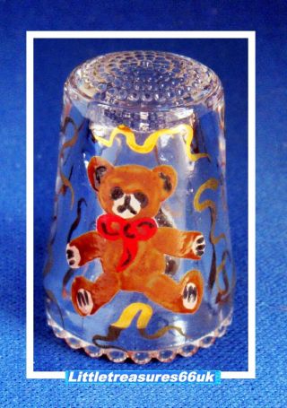 Ullmann German Crystal Hand Painted Teddy Bear Thimble.