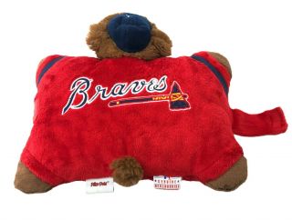 Atlanta Braves My Pillow Pet Plush 18 " Mlb Baseball Merchandise Red Blue