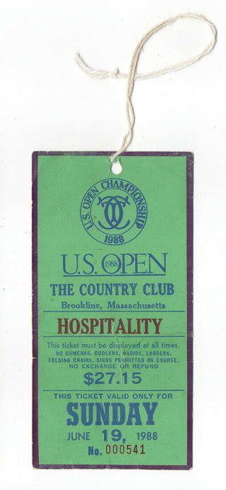 1988 Us Open Golf Ticket,  Brookline,  Curtis Strange Win,  Fdc Cachet On Back